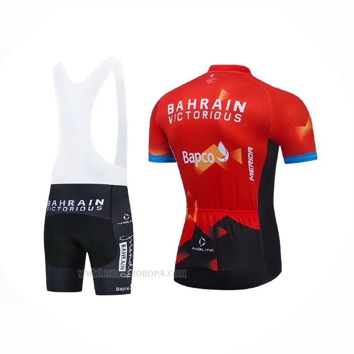 2021 Ropa Ciclismo Bahrain Victorious Rojo Mangas Corta y Culotte Corto